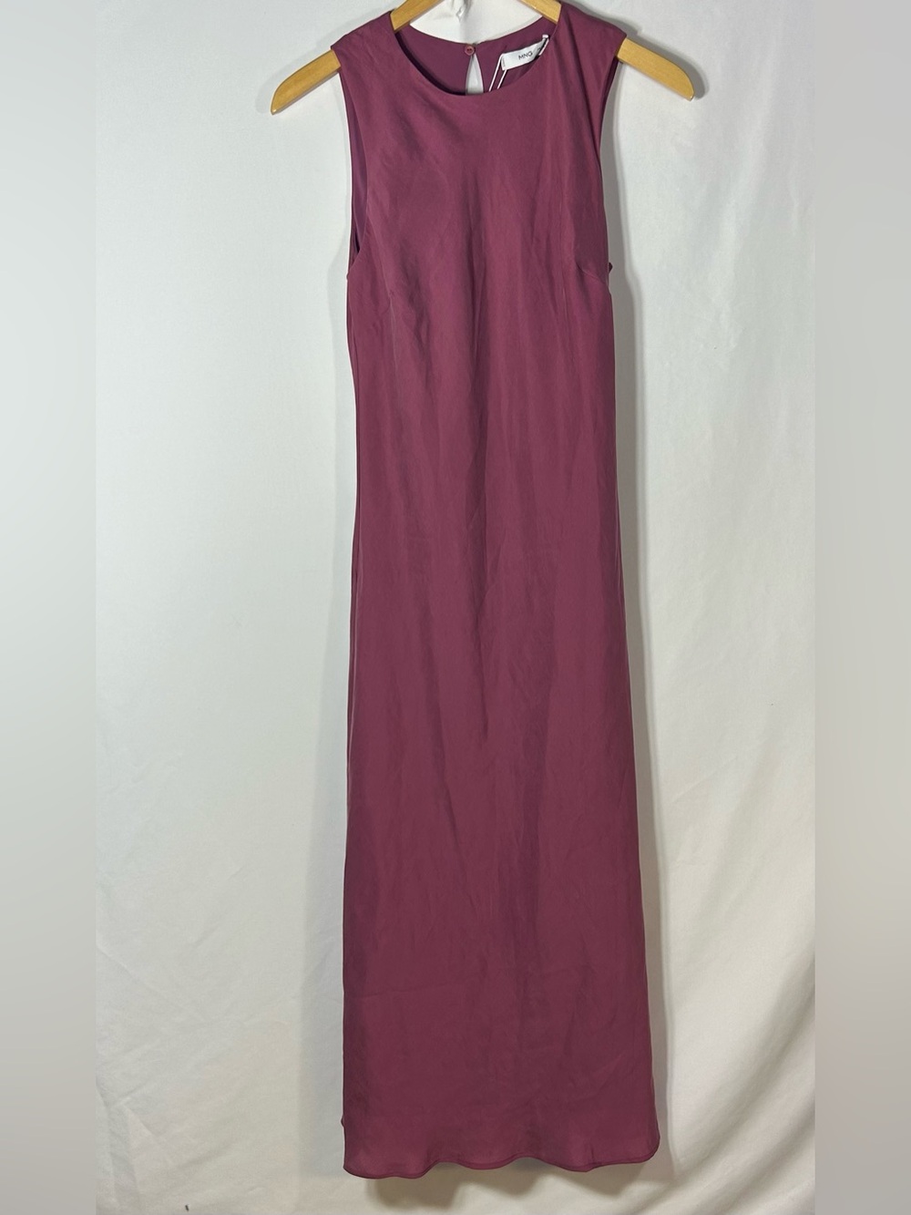 NWT MNG Mango Long Modal Dress Sleeveless Burgundy Plum size 4